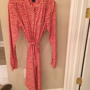 Red and ivory shirt dress EUC